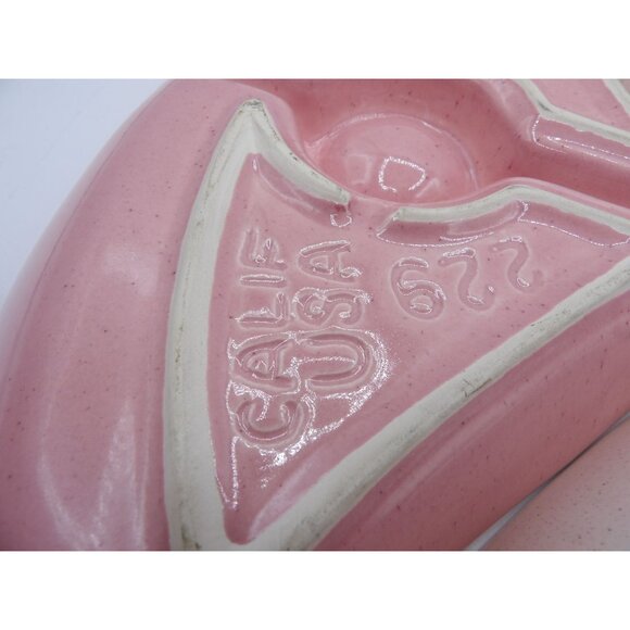 Vintage Rooster Divided Serving Platter Set - Pink & White Ceramic - 4 Sections - Picture 11 of 13